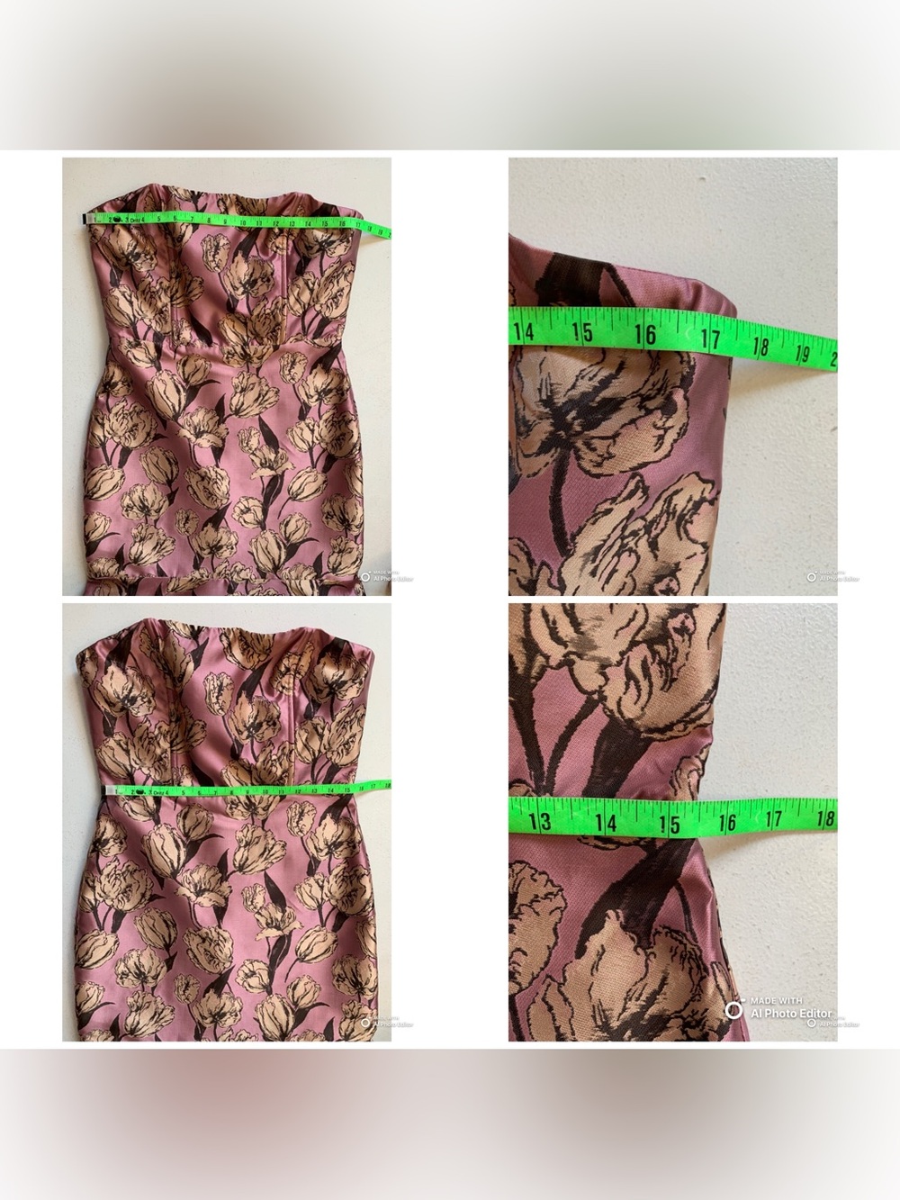 Lulus Large Gowning Around Mauve Floral Jacquard Strapless Maxi Dress NWT Formal - Picture 14 of 15